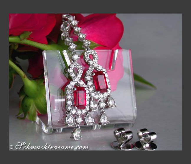 Fabelhafte Burma Rubin Ohrgehänge mit Diamanten #1 Fabelhafte Burma Rubin Ohrgehänge mit Diamanten #1