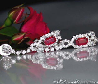 Fabelhafte Burma Rubin Ohrgehänge mit Diamanten Fabelhafte Burma Rubin Ohrgehänge mit Diamanten