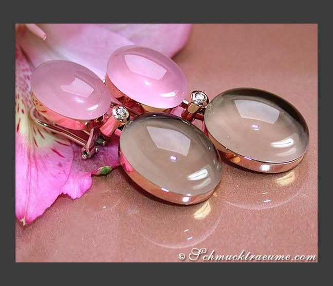 Prächtige Rosenquarz Rauchquarz Ohrgehänge #1 Prächtige Rosenquarz Rauchquarz Ohrgehänge #1