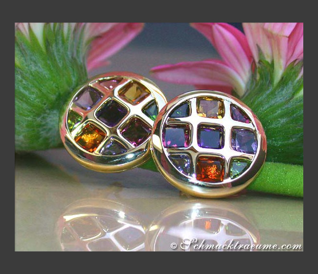 Funkelnde Multicolor Edelstein Ohrstecker #1 Funkelnde Multicolor Edelstein Ohrstecker #1