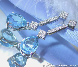 Grazile Blautopas Tropfen Ohrringe mit Diamanten
