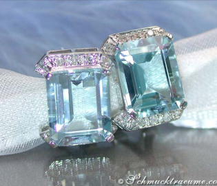 Feine Aquamarin Ohrstecker mit Diamanten