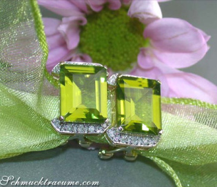 Feine Peridot Diamanten Ohrstecker