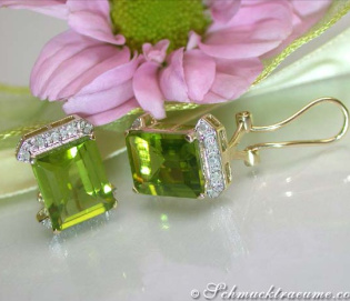 Feine Peridot Diamanten Ohrstecker