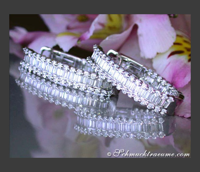Exklusive Brillanten Creolen mit Baguette Diamanten #1 Exklusive Brillanten Creolen mit Baguette Diamanten #1