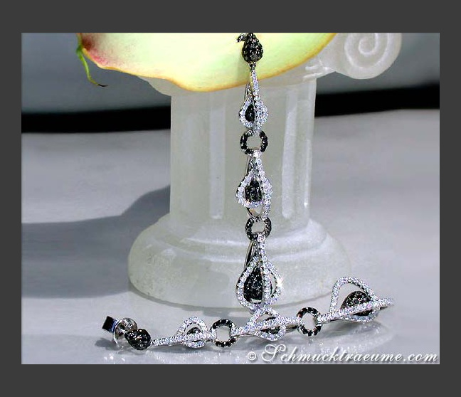 Extra lange Ohrringe mit schwarzen Diamanten #1 Extra lange Ohrringe mit schwarzen Diamanten #1