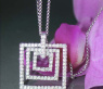 Quadratischer Diamanten Anhänger an Kette #3