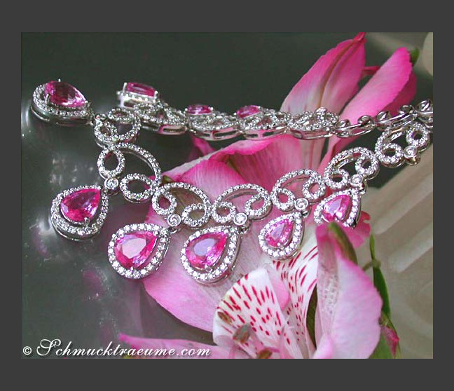 Luxuriöses Pink Saphir Collier mit Brillanten #1 Luxuriöses Pink Saphir Collier mit Brillanten #1
