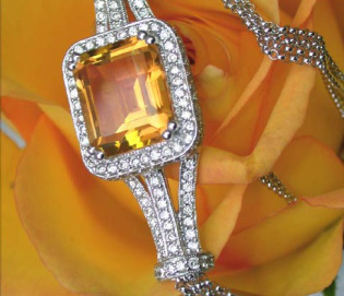 Ausgefallenes Citrin Collier mit Brillanten Ausgefallenes Citrin Collier mit Brillanten
