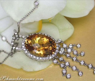 Attraktives Citrin Collier mit Brillanten Attraktives Citrin Collier mit Brillanten