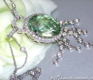 Attraktives Prasiolith Collier mit Brillanten Attraktives Prasiolith Collier mit Brillanten