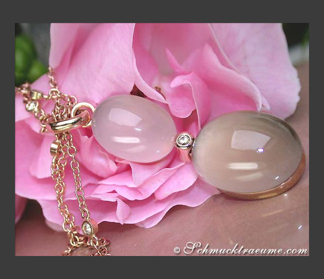 Prächtiges Rosenquarz Rauchquarz Brillanten Collier #1