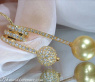 Goldene Südseeperle Anhänger mit Brillanten Pavé Kugel #2