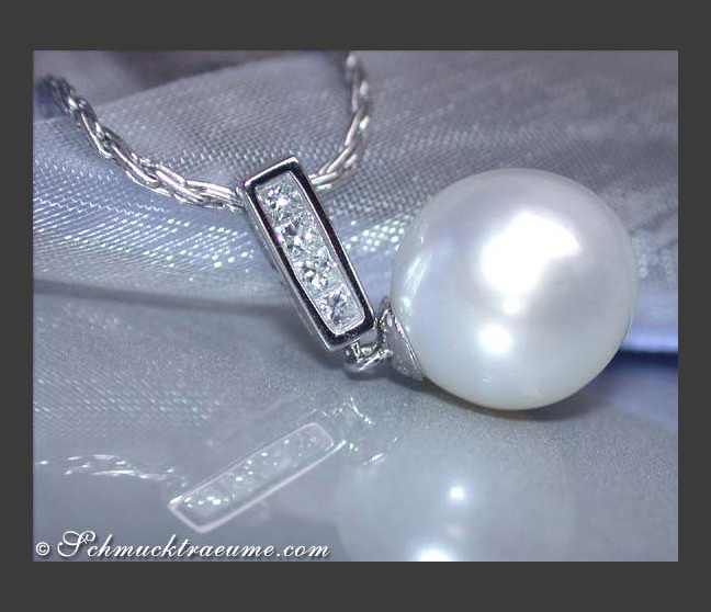 Klassischer Südseeperle Diamanten Anhänger in Weißgold 750 #1 Klassischer Südseeperle Diamanten Anhänger in Weißgold 750 #1