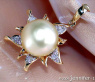 Floraler goldene Südseeperle Anhänger mit Brillanten #2