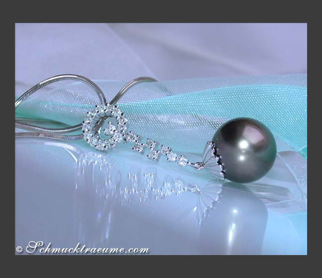 Wundervoller Tahitiperle Anhänger mit Brillanten #1 Wundervoller Tahitiperle Anhänger mit Brillanten #1