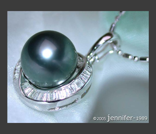 Bezaubernder Tahitiperle Anhänger mit Trapez Diamanten #1 Bezaubernder Tahitiperle Anhänger mit Trapez Diamanten #1