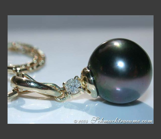 Bezaubernder Tahitiperle Anhänger mit Brillant #1 Bezaubernder Tahitiperle Anhänger mit Brillant #1