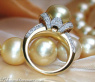 Herrlicher Goldene Südseeperle Ring mit Brillanten im Kragen Design #5