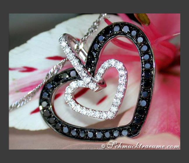 Aparter Brillanten & schwarze Diamanten Herz Anhänger #1 Aparter Brillanten & schwarze Diamanten Herz Anhänger #1