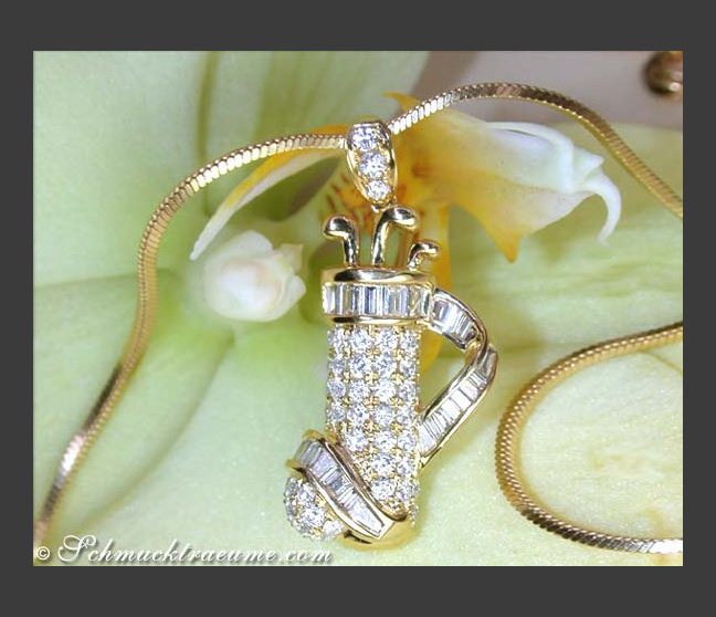 Exquisiter Diamanten Golfbag Anhänger in Gelbgold 750 #1 Exquisiter Diamanten Golfbag Anhänger in Gelbgold 750 #1