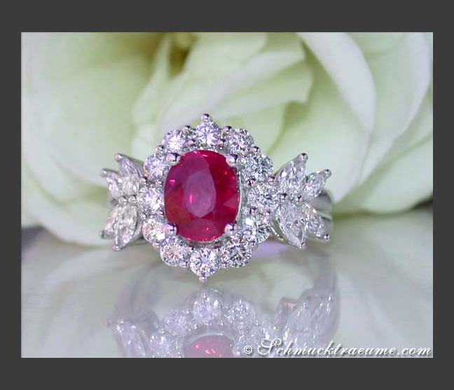 Erstklassiger Burma Rubin Ring mit Diamanten #1