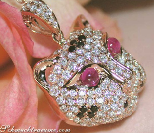 Feinster Brillanten Panther Anhänger mit Kette Feinster Brillanten Panther Anhänger mit Kette
