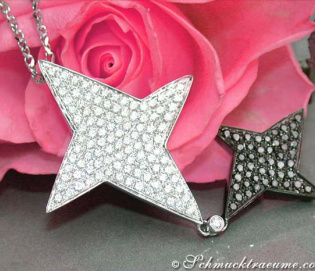 Wundervoller Stern Anhänger mit schwarzen Diamanten & Brillanten Wundervoller Stern Anhänger mit schwarzen Diamanten & Brillanten