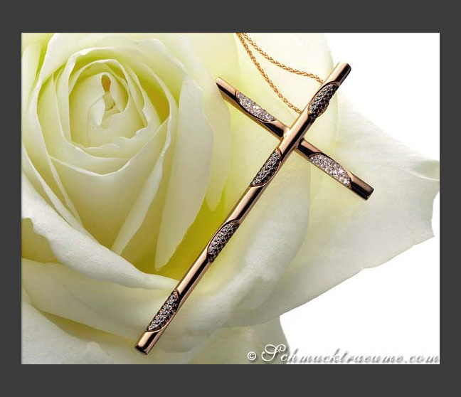 Edler Kreuz Anhänger mit Brillanten & schwarzen Diamanten #1 Edler Kreuz Anhänger mit Brillanten & schwarzen Diamanten #1