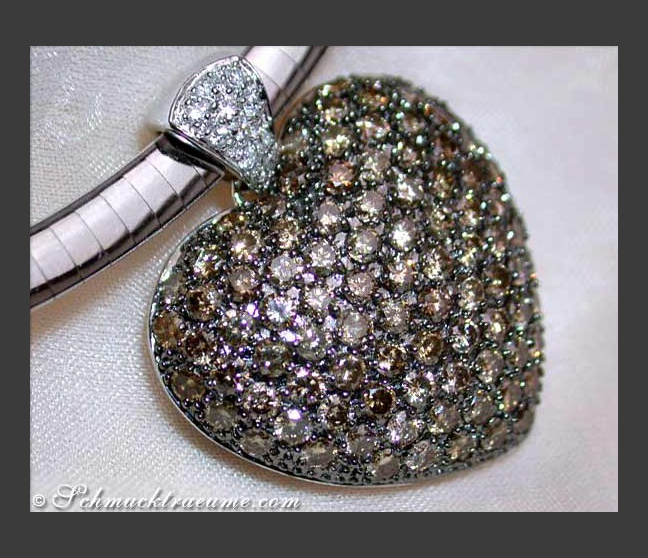 Stattlicher Herz Anhänger mit braunen Brillanten #1 Stattlicher Herz Anhänger mit braunen Brillanten #1