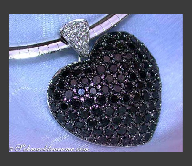 Stattlicher Herz Anhänger mit schwarzen Diamanten #1 Stattlicher Herz Anhänger mit schwarzen Diamanten #1