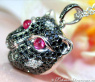 Ausgefallener Panther Anhänger mit schwarzen Diamanten #4