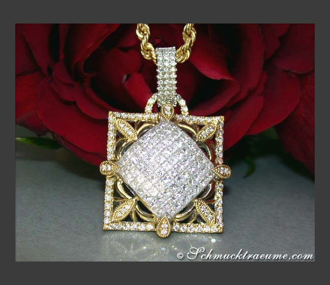 Exquisiter Anhänger mit Princess Diamanten & Brillanten #1 Exquisiter Anhänger mit Princess Diamanten & Brillanten #1