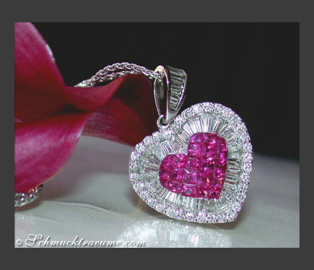 Einzigartiger Rubin Herz Anhänger mit Diamanten #1 Einzigartiger Rubin Herz Anhänger mit Diamanten #1