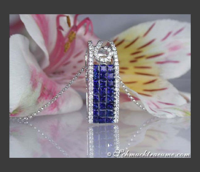 Bildschöner Saphir Anhänger mit Brillanten #1 Bildschöner Saphir Anhänger mit Brillanten #1