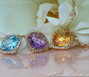 Herrliche Multicolor Edelstein Halskette mit Diamanten