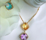 Herrliche Multicolor Edelstein Halskette mit Diamanten #3