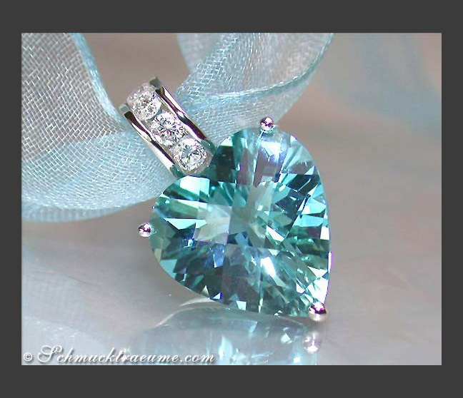 Fabelhafter Aquamarin Brillanten Anhänger im Herz Design #1 Fabelhafter Aquamarin Brillanten Anhänger im Herz Design #1