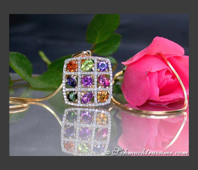 Grandioser Multicolor Edelstein Anhänger mit Brillanten #1