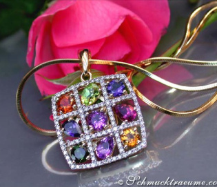 Grandioser Multicolor Edelstein Anhänger mit Brillanten