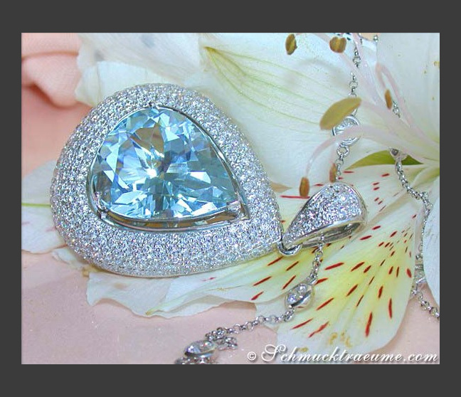 Opulenter Aquamarin Tropfen Anhänger mit Brillanten #1