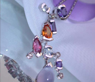 Feinster Multicolor Edelstein Brillanten Anhänger