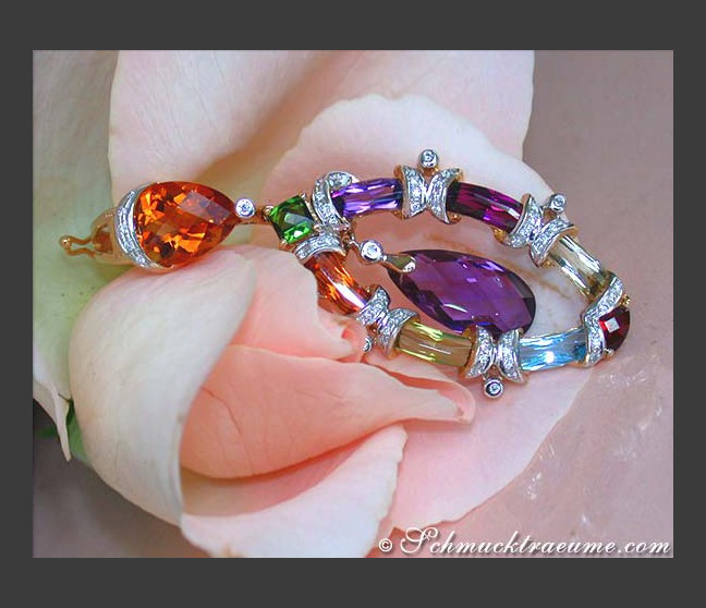 Ausgefallener Multicolor Edelstein Anhänger mit Brillanten #1 Ausgefallener Multicolor Edelstein Anhänger mit Brillanten #1