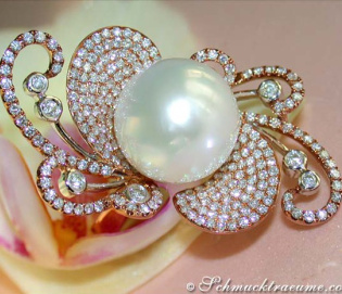Fantastischer Südseeperle Ring mit Brillanten