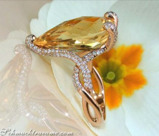 Bezaubernder Citrin Ring mit Brillanten