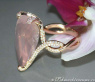 Exquisiter Rosenquarz Tropfen Ring mit Brillanten #6