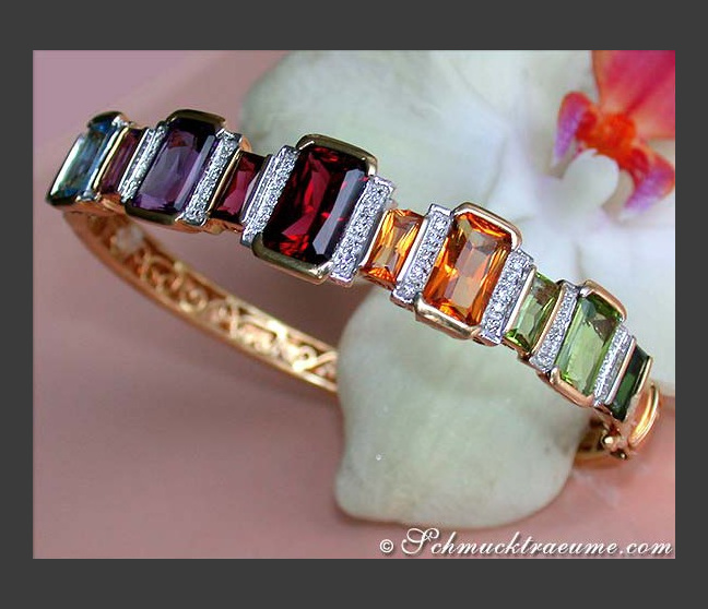 Herrlicher Multicolor Edelstein Diamanten Armreif #1 Herrlicher Multicolor Edelstein Diamanten Armreif #1