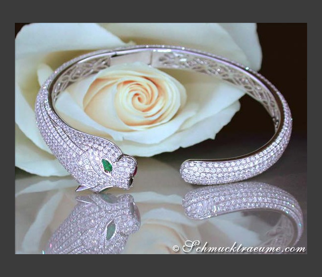 Exzellenter Panther Armreif mit Brillanten und Smaragden #1 Exzellenter Panther Armreif mit Brillanten und Smaragden #1