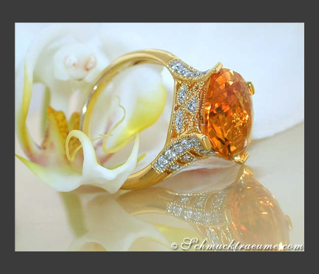 Strahlender Citrin Ring mit Brillanten #1