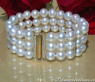 Dreireihiges Süßwasserperlen Brillanten Armband in Gelbgold #2